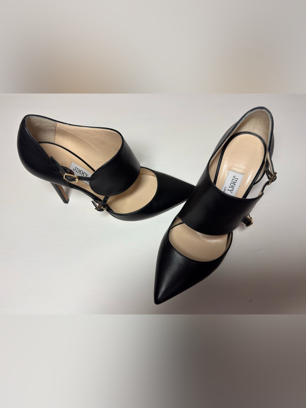 Jimmy Choo London Black Leather Heath Pumps D'Orsay Luxury